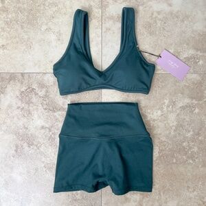 NWT Crop Shop Boutique CSB Serenity Scrunch Shorts XS/S and Isla Crop Forest